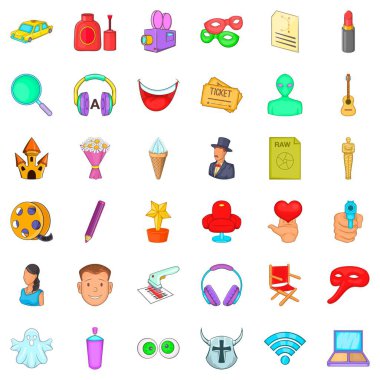 Bilet Icons set, karikatür tarzı