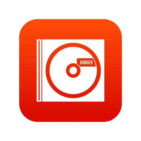 CD con icono de letras de peligro rojo digital — Vector de stock