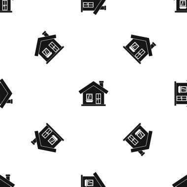 Baca desen sorunsuz siyah olan tek katlı ev