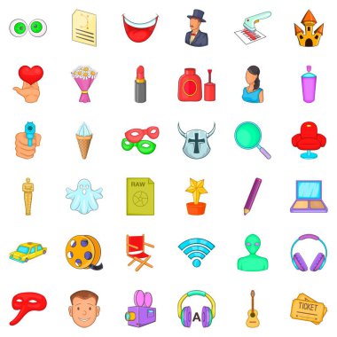 Patlamış mısır Icons set, karikatür tarzı