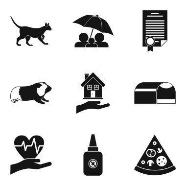 Evde beslenen hayvan Icons set, basit tarzı