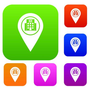 Coğrafi etiket Hastane Binası ile renk koleksiyonu ayarla