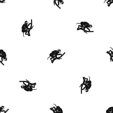 Maymun bir ağaç desen sorunsuz siyah yukarı tırmanıyor