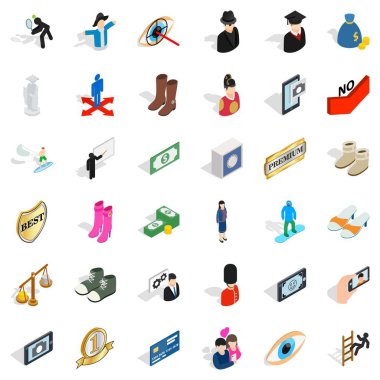Selfie Icons set, izometrik stili