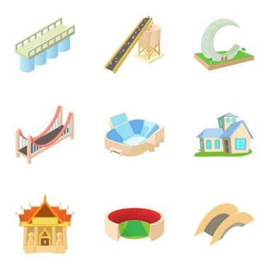 Şehir Stadyumu Icons set, karikatür tarzı