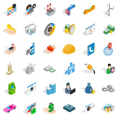 Firma Icons set, izometrik stili