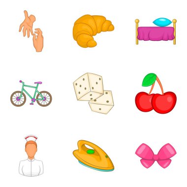 Bakıcı kadın Icons set, karikatür tarzı