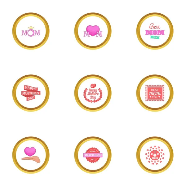 Mutlu anne gün Icons set, karikatür tarzı
