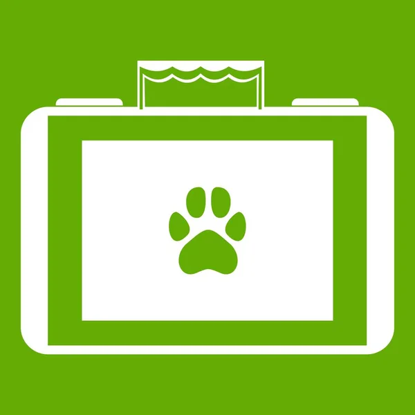 Maleta para animales icono verde — Vector de stock