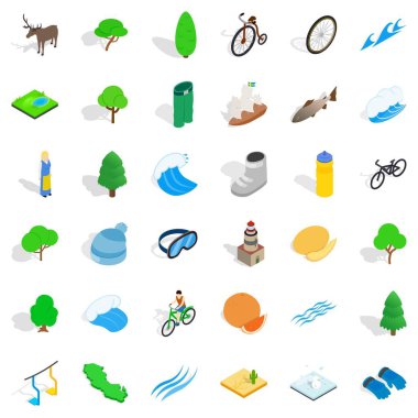 Balık Icons set, izometrik stili