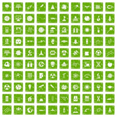 100 alan teknoloji simgeleri grunge yeşil ayarla