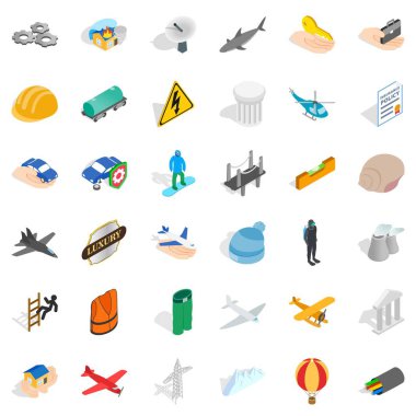 Uydu Icons set, izometrik stili