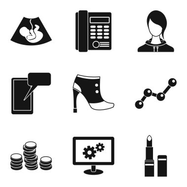 İdeal iş Icons set, basit tarzı