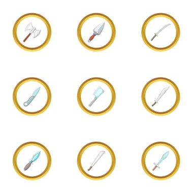 Soğuk silahları Icons set, karikatür tarzı