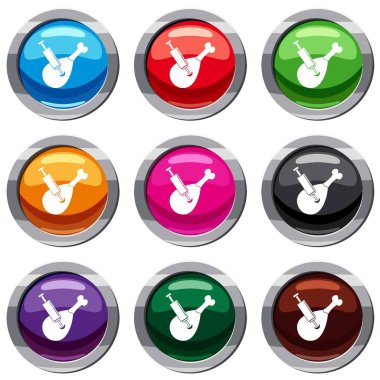 Bir parça et set 9 koleksiyonu için enjekte şırınga