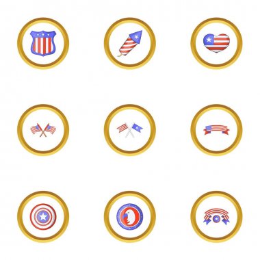 Bağımsızlık günü simgeler ayarla, tarzı çizgi film