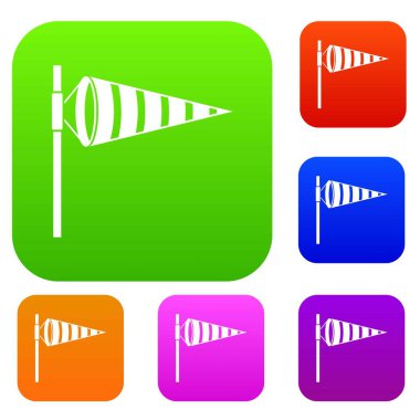 Rüzgar set renk koleksiyonu tarafından şişirilmiş meteoroloji Rüzgar gülü