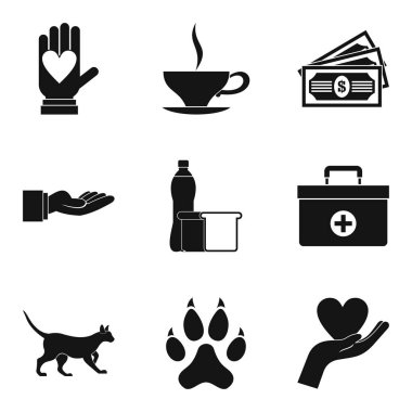 Psikolojik yardım Icons set, basit tarzı