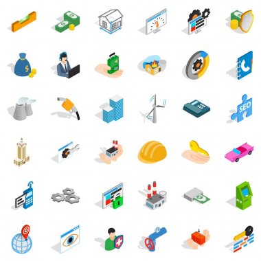 Endişe Icons set, izometrik stili