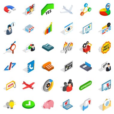 Icons set, izometrik stil onaylı