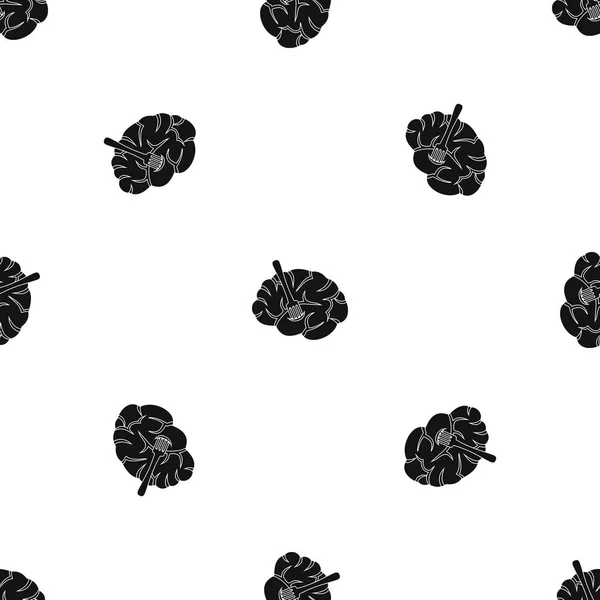 Tenedor se inserta en el patrón cerebral sin costuras negro — Archivo Imágenes Vectoriales