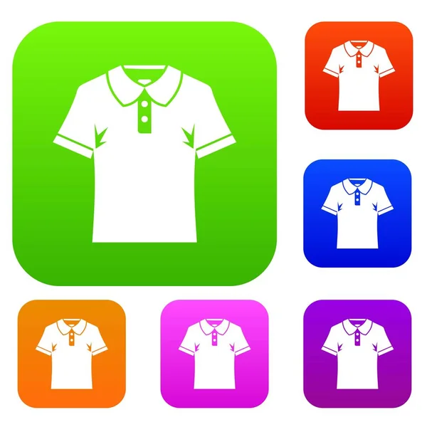 Hombres polo camisa conjunto colección de color — Vector de stock