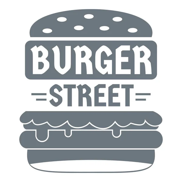 Grand logo de hamburger de rue, style gris simple — Image vectorielle