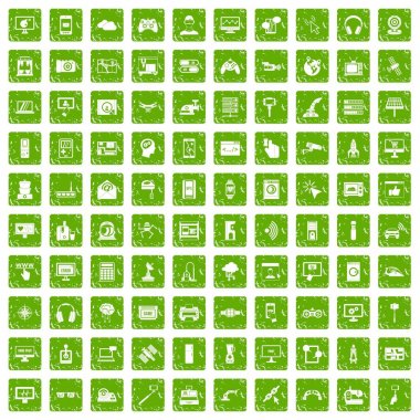 Yeşil grunge 100 yazılım Icons set