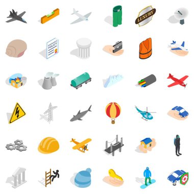 Icons set, izometrik stil iptal et