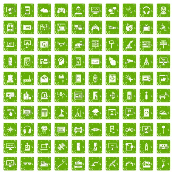 Yeşil grunge 100 yazılım Icons set