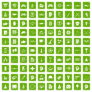 100 strateji simgeler grunge yeşil ayarla