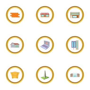 İnşaat iş Icons set, karikatür tarzı