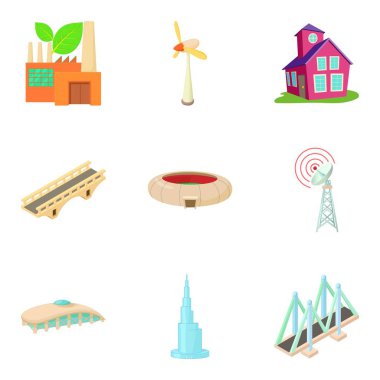 Şehir trafiği Icons set, karikatür tarzı