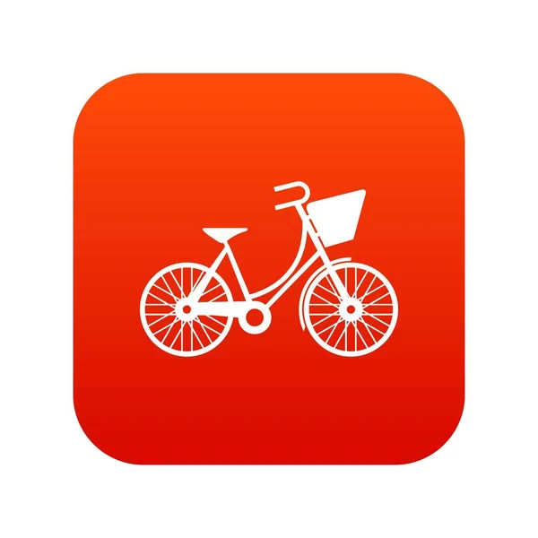 Bicicleta com ícone de bagagem vermelho digital — Vetor de Stock