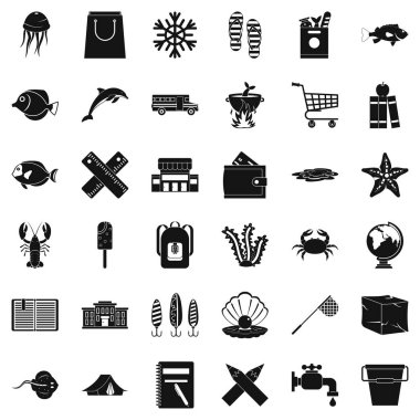 Balık Icons set, simle stili