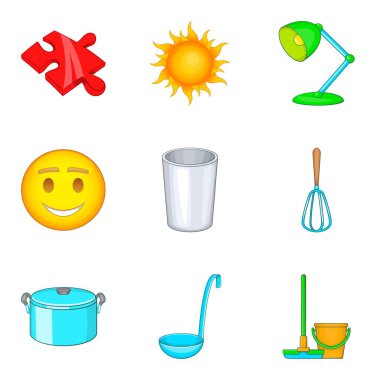 Bebek maması hazırlamak simgeler ayarla, çizgi film tarzı