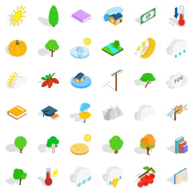 Sonbahar orman Icons set, izometrik stili