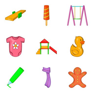 Çocuksu Icons set, karikatür tarzı
