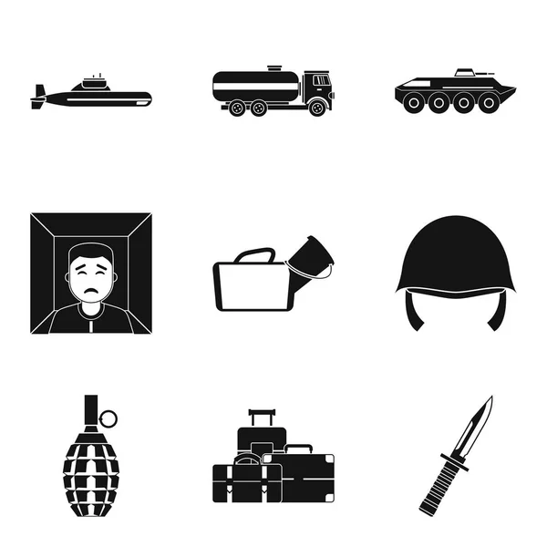 Conjunto de iconos de guerra, estilo simple — Vector de stock