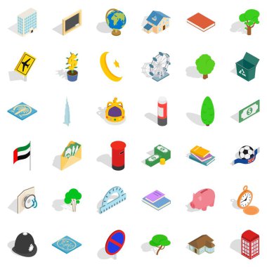 Mavi küre Icons set, izometrik stili