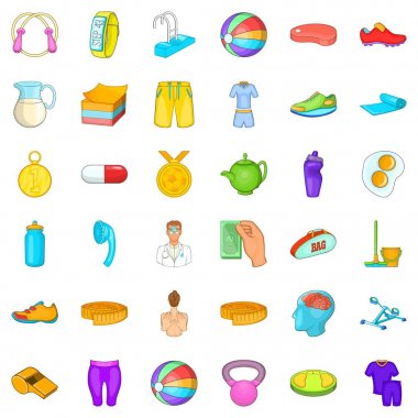 Yüzme Havuzu Icons set, karikatür tarzı