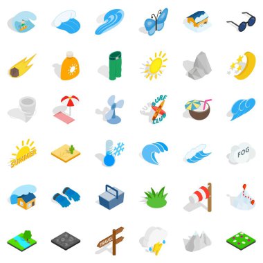 Icons set, izometrik tarzı tahmin