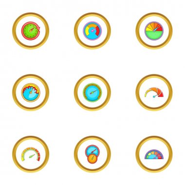 Dairesel metre Icons set, karikatür tarzı