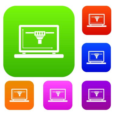 Laptop ile 3 boyutlu tasarım renk koleksiyonu ayarla