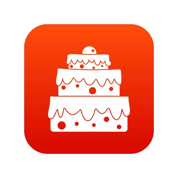 Big cake icono rojo digital — Vector de stock