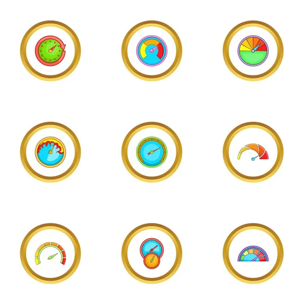 Circular meter icons set, cartoon style — Stock Vector