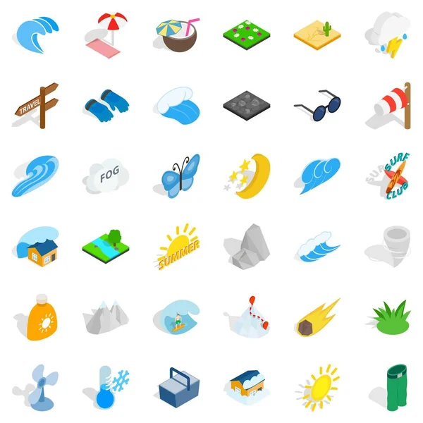 Hava tahmini Icons set, izometrik stili