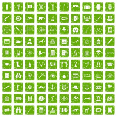 Yeşil grunge 100 dürbün Icons set