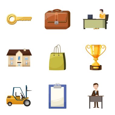 Ofis Binası simgeler ayarla, tarzı çizgi film