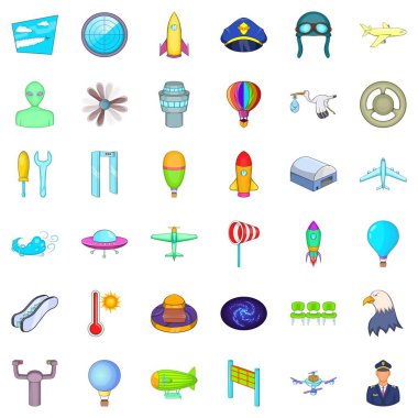 Uçak Icons set, karikatür tarzı